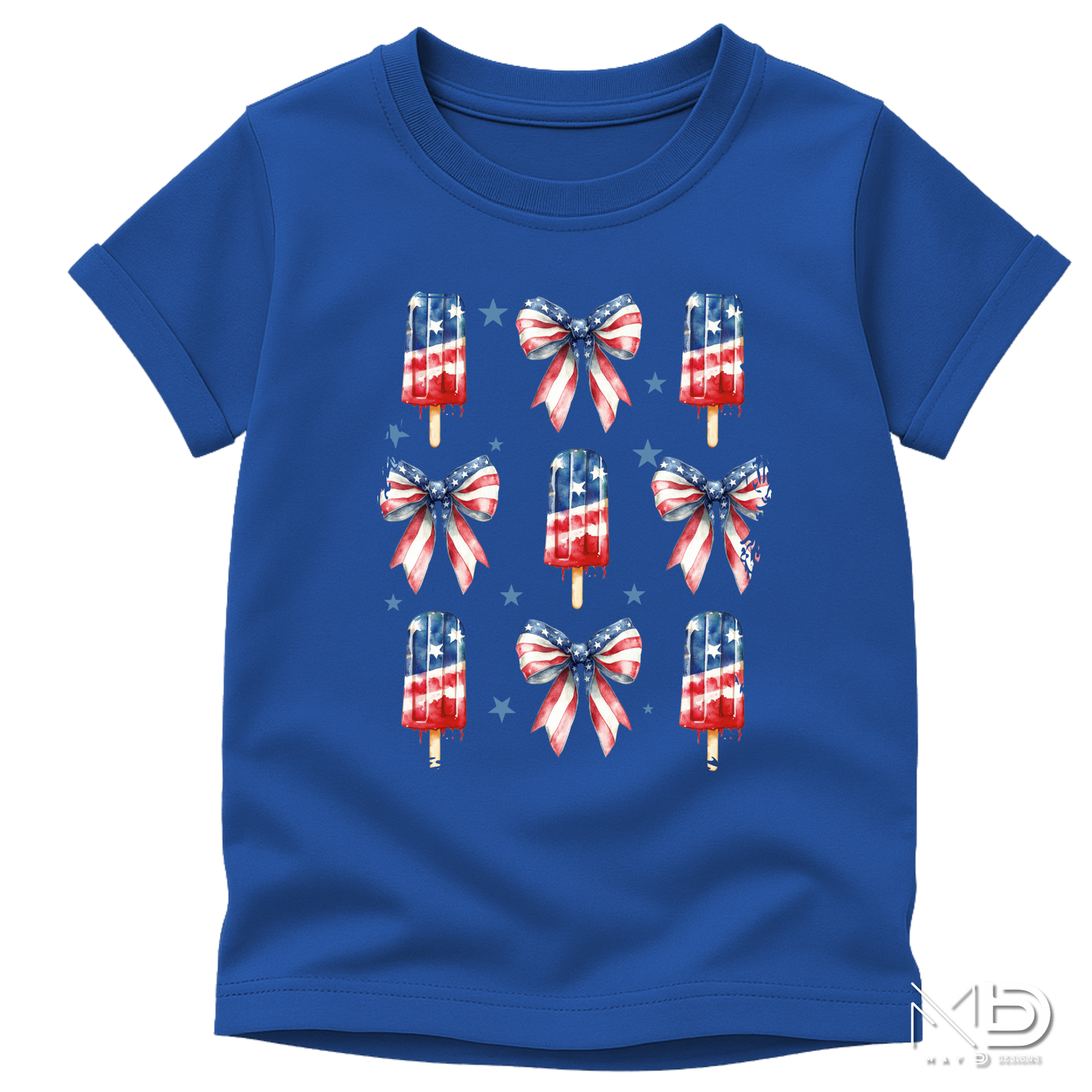 Patriotic Popsicle Shirt | Fourth of July Bow Tee | Red White Blue Summer Graphic T-Shirt