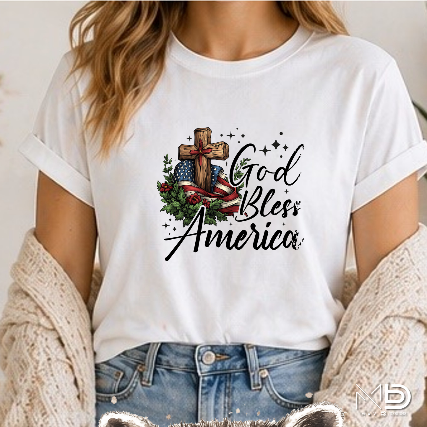 God Bless America Shirt | Christian Patriotic Cross Tee | Faith Family Freedom USA Shirt