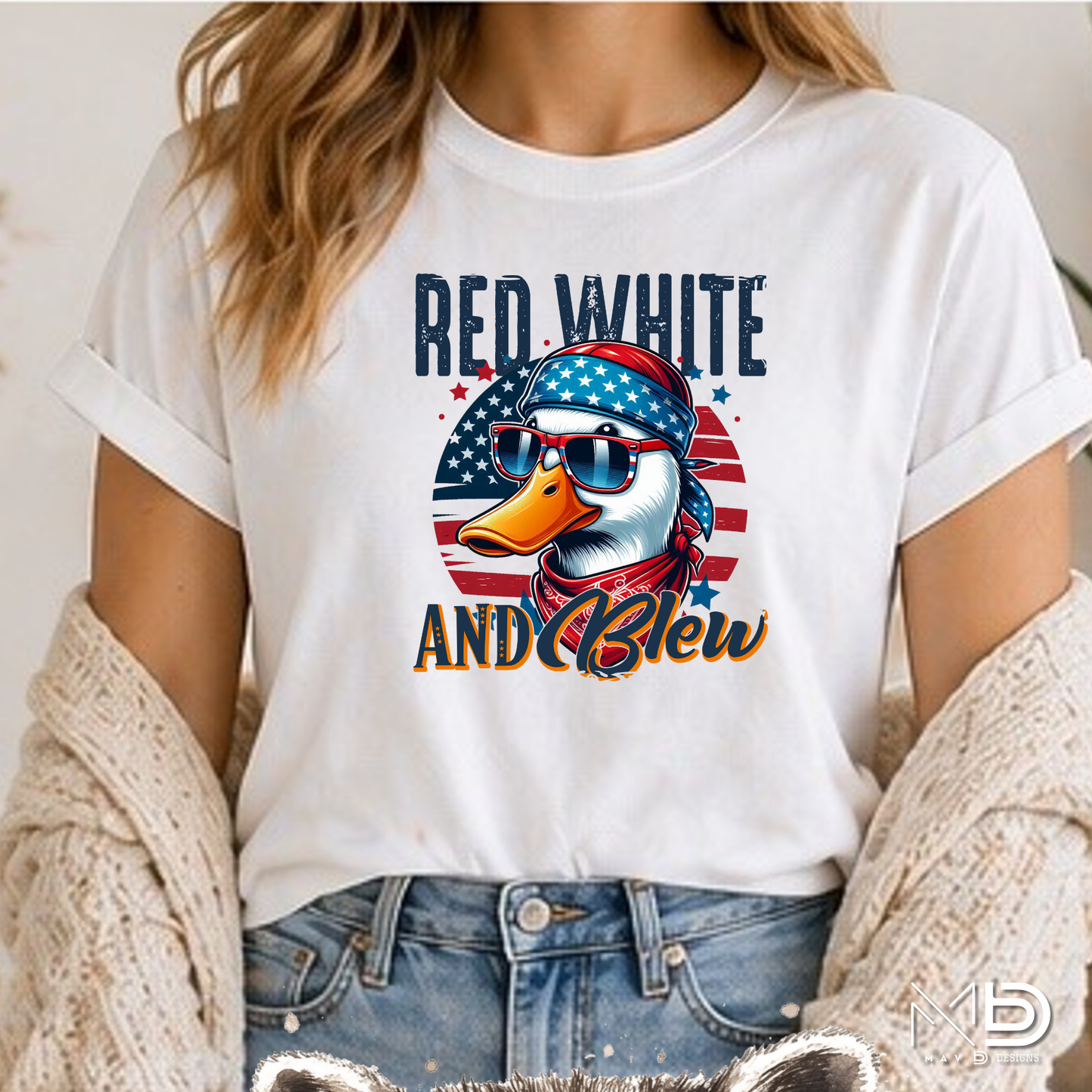 Red White & Blew Funny Patriotic Duck Shirt | USA Waterfowl Graphic Tee | Fourth of July Humor Shirt