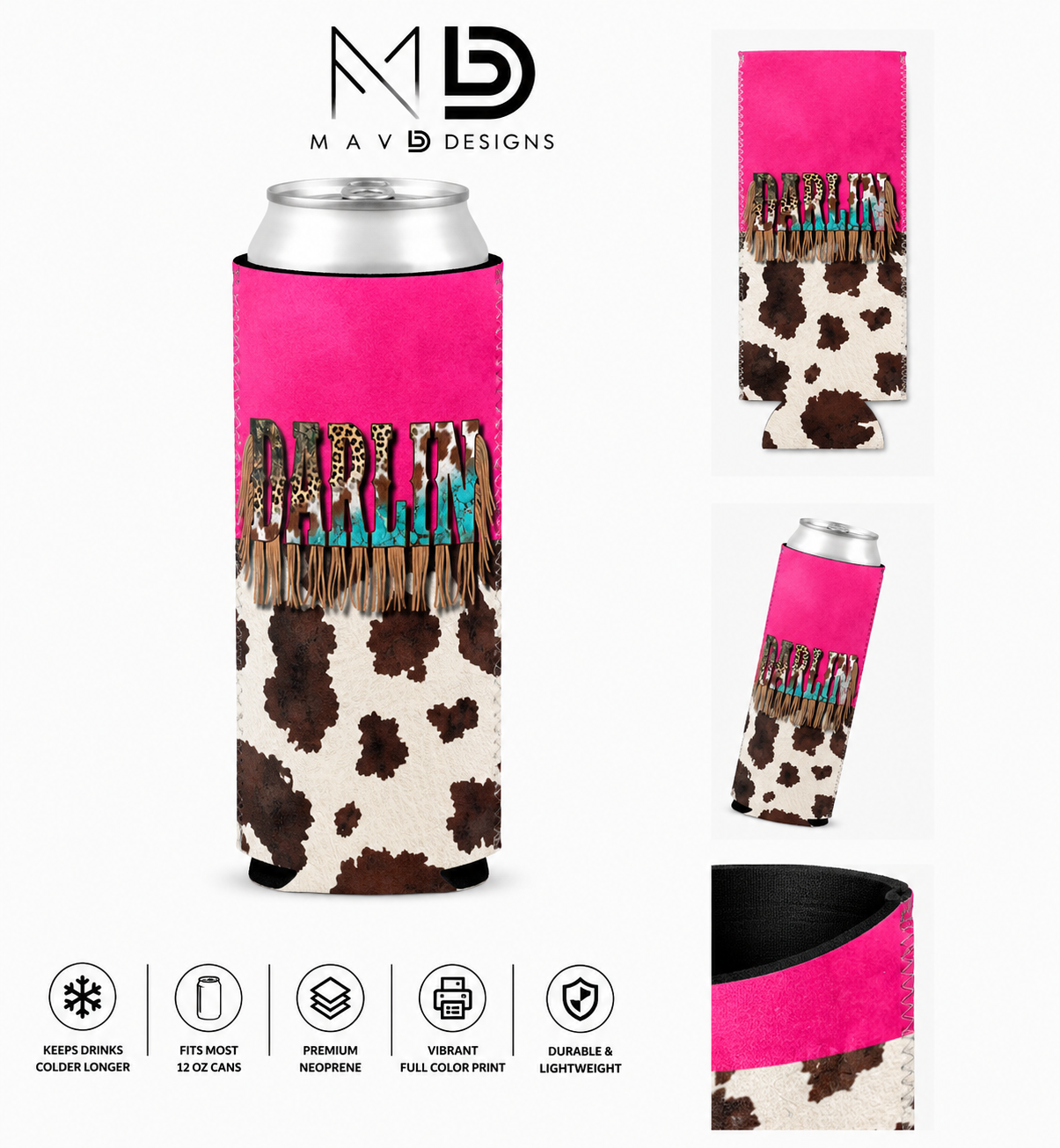 Rustic Chic Darlin | 12 oz Tall Skinny Can Koozie