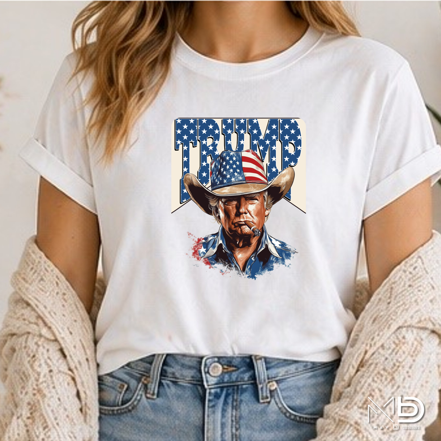 Trump Cowboy Shirt | Patriotic Western Graphic Tee | America First Country Style T-Shirt