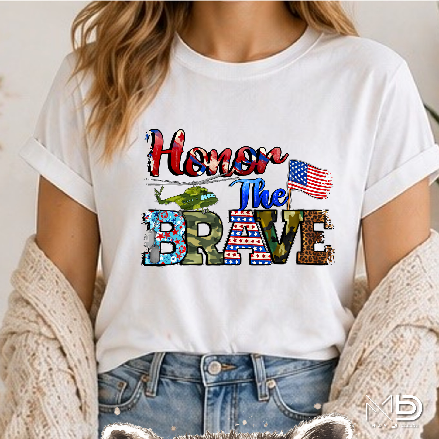 Honor The Brave Patriotic Military Shirt | Veteran Appreciation Tee | American Flag Support Our Troops T-Shirt