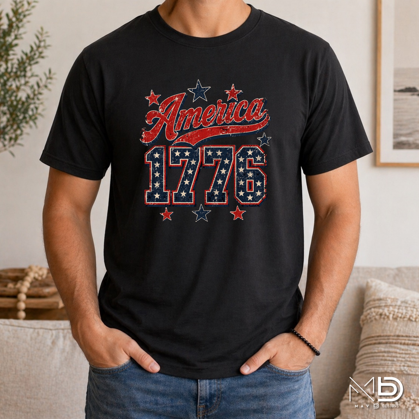 America 1776 Shirt | Vintage Patriotic USA Graphic Tee