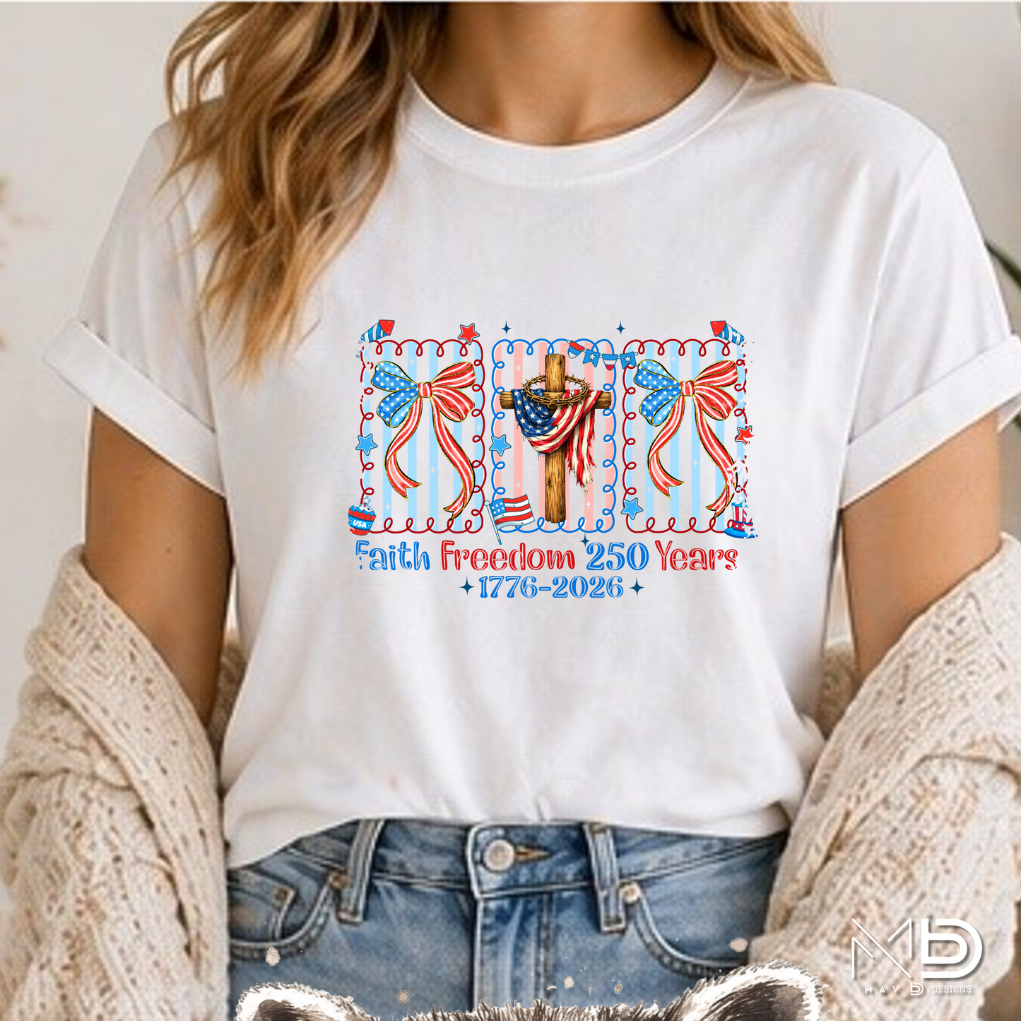 Faith Freedom 250 Years Shirt | Patriotic Christian 1776-2026 Tee | America 250th Anniversary Shirt