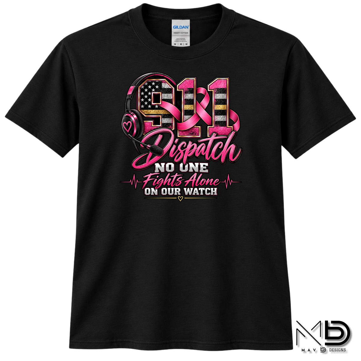 No One Fights Alone On Our Watch | 911 Dispatcher Breast Cancer Awareness Shirt | Telecommunicator Shirt | Breast Cancer Shirt