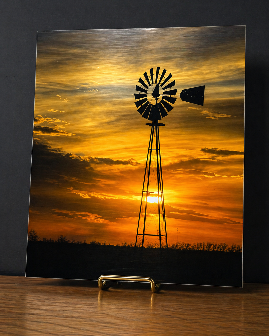 Golden Windmill Sunset Canvas & Metal Print – Rustic Farmhouse Landscape Wall Art