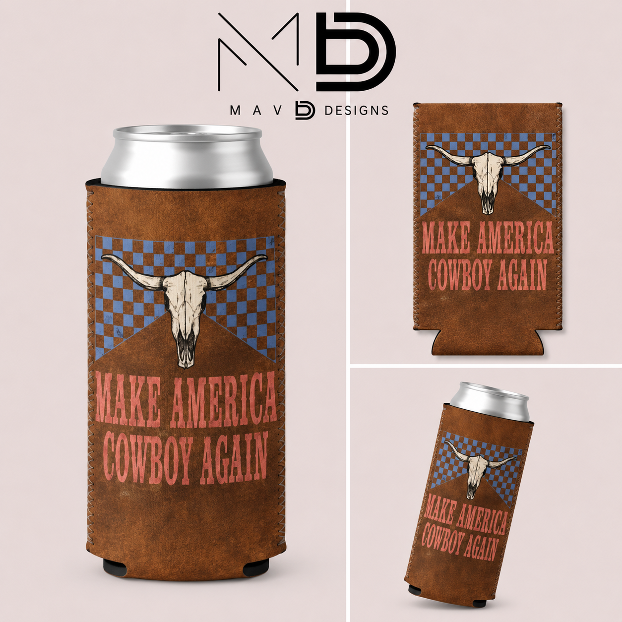Make America Cowboy Again | 12 oz Tall Skinny Can Koozie