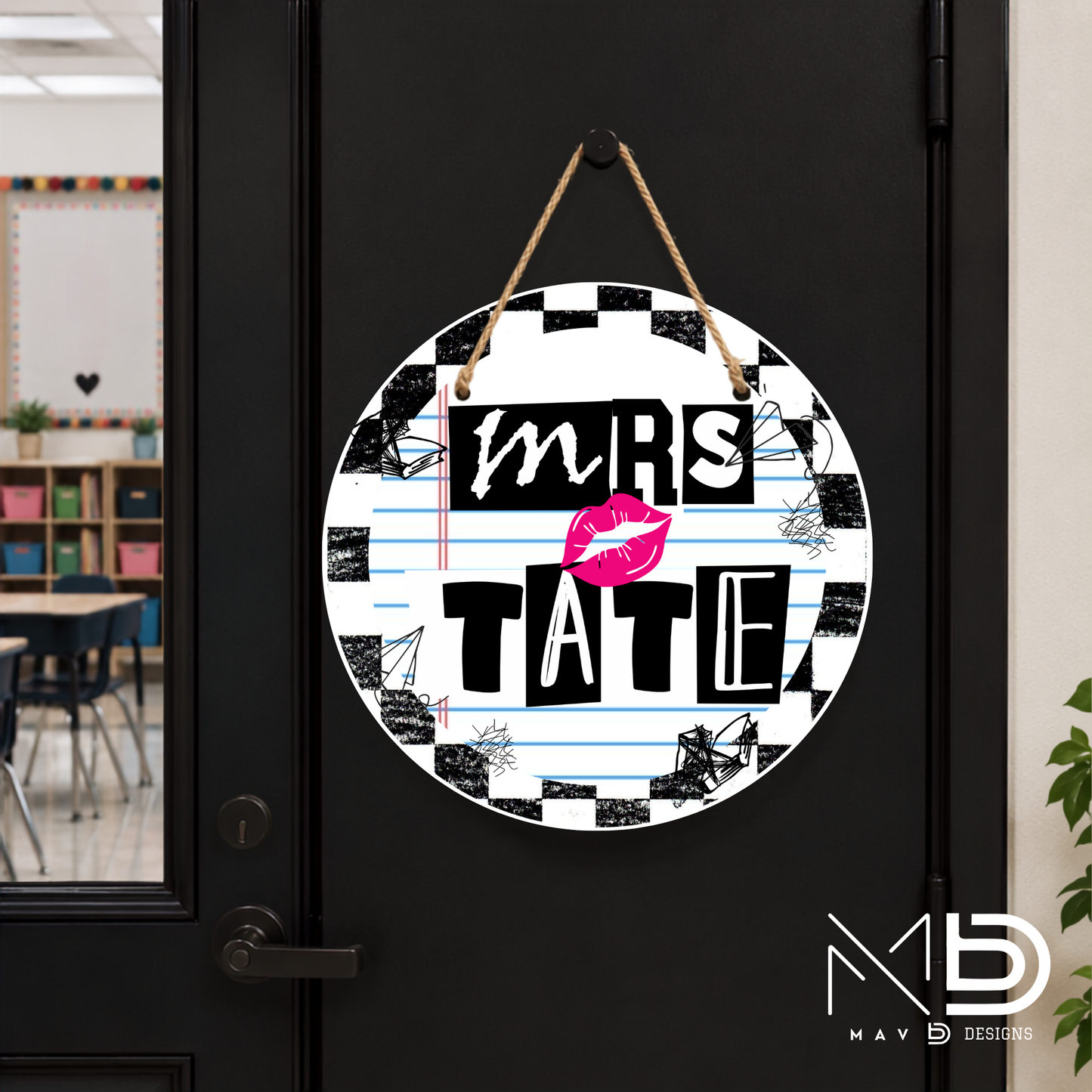 Mean Girls Checkered | Personalized Teacher Door Hanger | Custom Classroom Sign | 10” Metal Door Decor