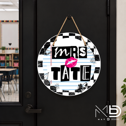 Mean Girls Checkered | Personalized Teacher Door Hanger | Custom Classroom Sign | 10” Metal Door Decor