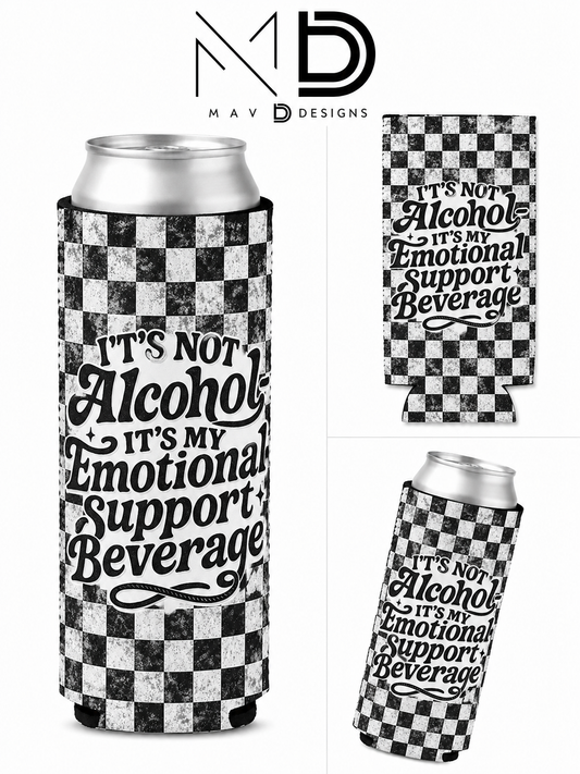 Emotional Support Beverage | 12 oz Tall Skinny Can Koozie