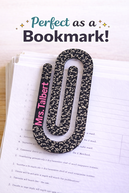 Personalized Jumbo Paperclip - Composition Notebook