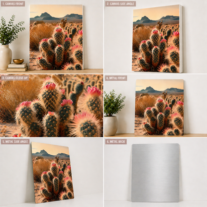 Blush Desert Cactus Canvas & Metal Print – Soft Southwest Wall Art