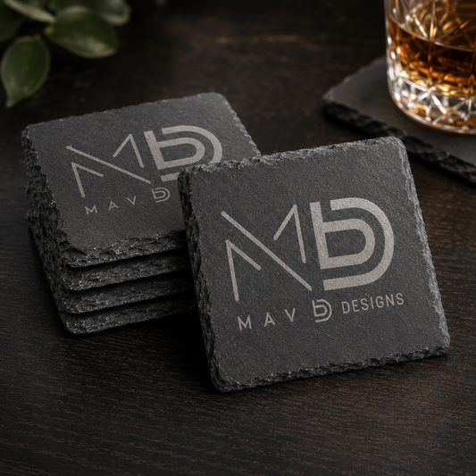 Laser Engraved Slate Coasters | Custom & Predesigned Stone Coaster Set