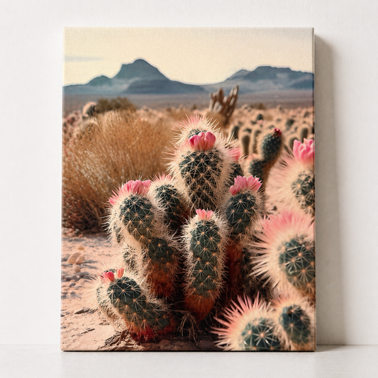 Blush Desert Cactus Canvas & Metal Print – Soft Southwest Wall Art