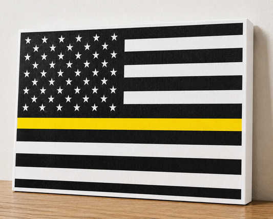 Thin Gold Line American Flag Canvas & Metal Print – Black & White Patriotic Wall Art