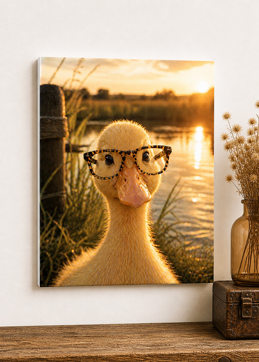Golden Hour Duck Canvas & Metal Print – Sunset Farmhouse Wall Art