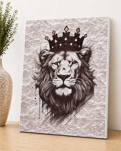 Crowned Lion Canvas & Metal Print – Regal King Wall Art