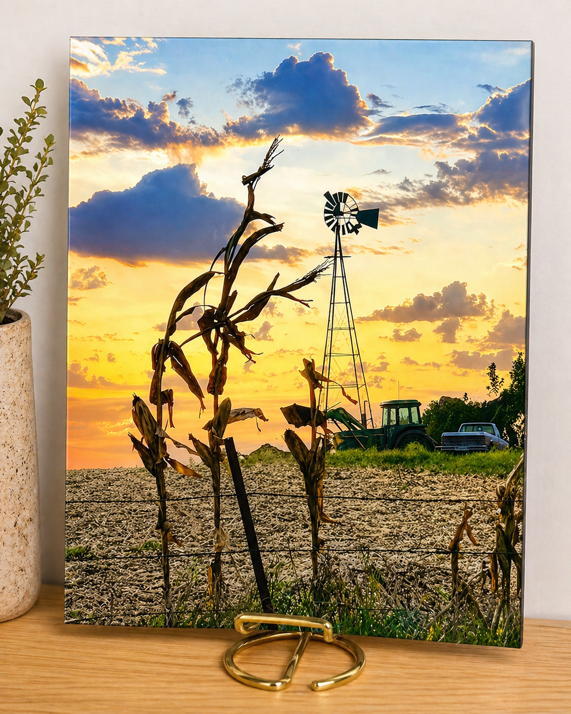 Rustic Windmill Farm Sunset Canvas & Metal Print – Country Landscape Wall Art