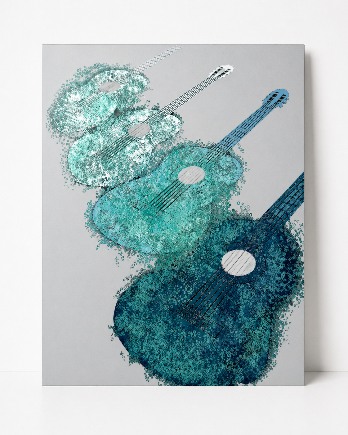 Abstract Blue Guitar Canvas & Metal Print – Modern Music Wall Art