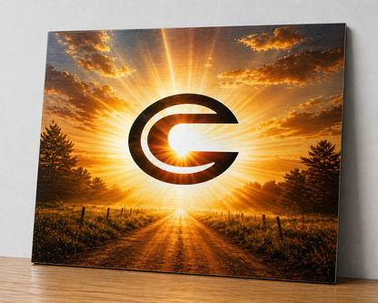 Campagna Sunset Canvas & Metal Print – Modern Logo Landscape Wall Art