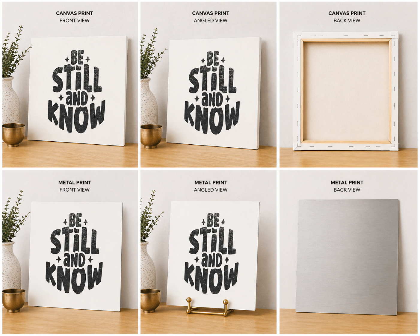 “Be Still and Know” Canvas & Metal Print – Minimalist Faith Wall Art