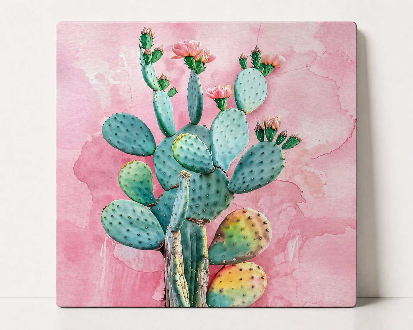Pink Prickly Pear Cactus Canvas & Metal Print – Southwest Desert Wall Art
