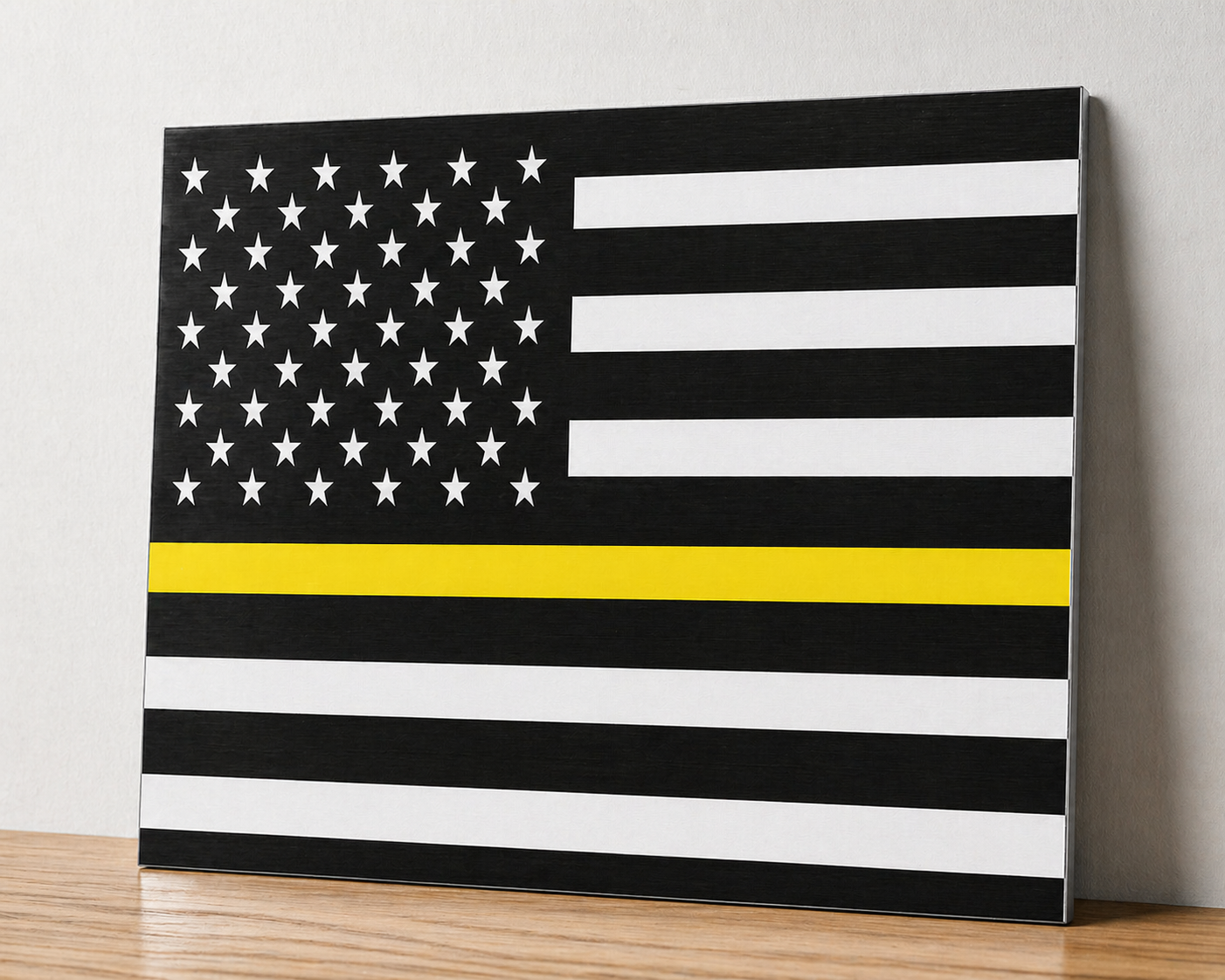 Thin Gold Line American Flag Canvas & Metal Print – Black & White Patriotic Wall Art