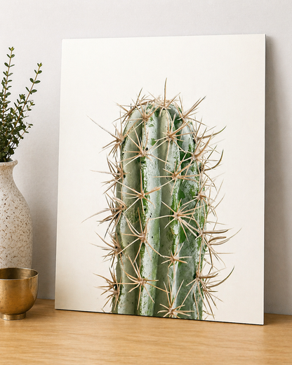 Minimalist Cactus Canvas & Metal Print – Modern Desert Botanical Wall Art