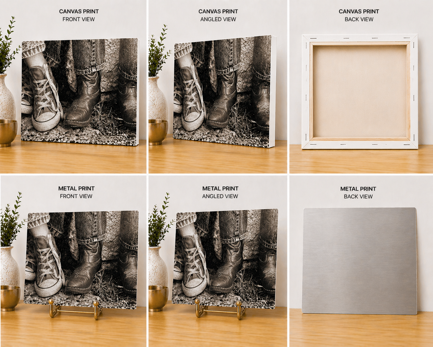 Vintage Boots & Sneakers Canvas & Metal Print – Rustic Lifestyle Wall Art