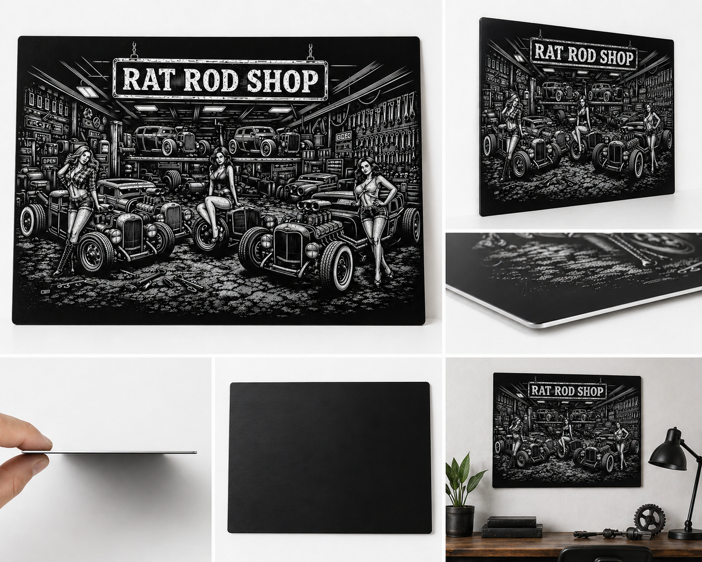 Rat Rod Shop Canvas & Metal Print – Vintage Hot Rod Garage Wall Art