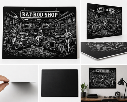 Rat Rod Shop Canvas & Metal Print – Vintage Hot Rod Garage Wall Art