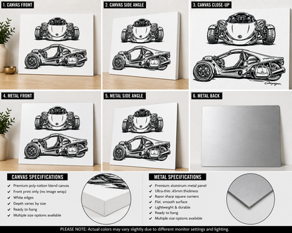 T-REX Campagna Dual View Canvas & Metal Print – Automotive Line Art Wall Art