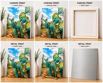 Vibrant Desert Cactus Canvas & Metal Print – Southwest Botanical Wall Art
