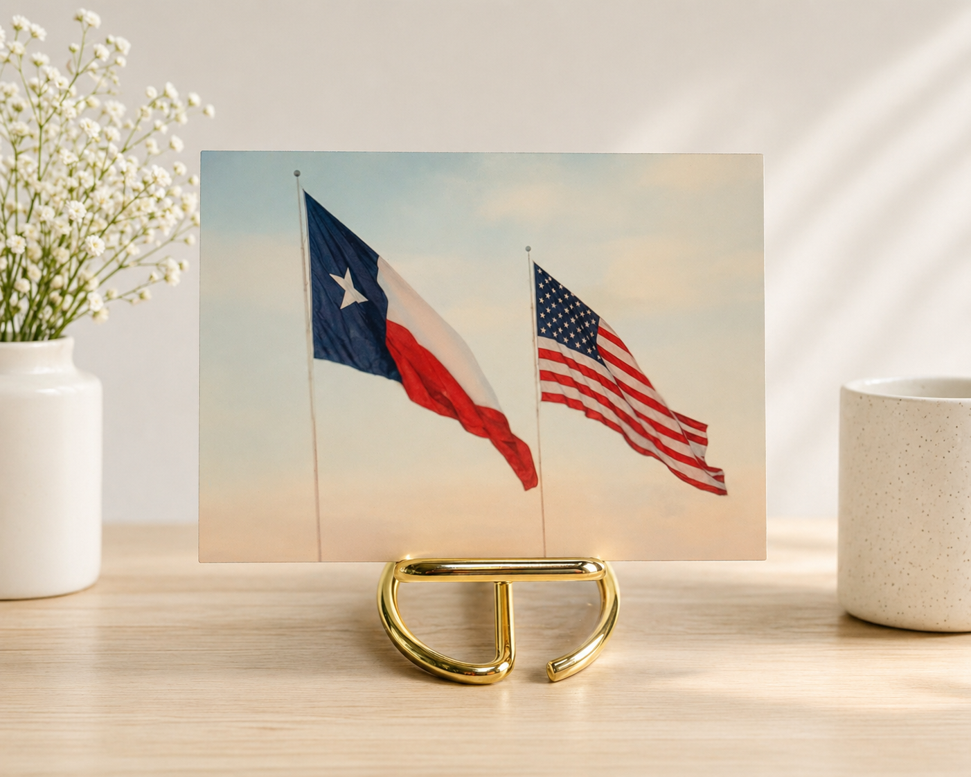 Texas & American Flag Wall Art – Metal Print or Canvas – Patriotic Western Decor – USA Flag Artwork – Multiple Sizes