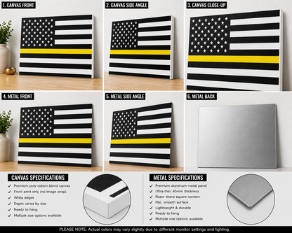 Thin Gold Line American Flag Canvas & Metal Print – Black & White Patriotic Wall Art