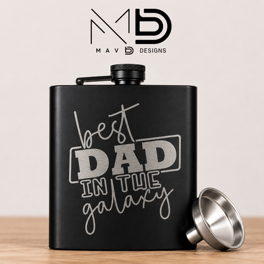 Engraved Flask – Best Dad In The Galaxy