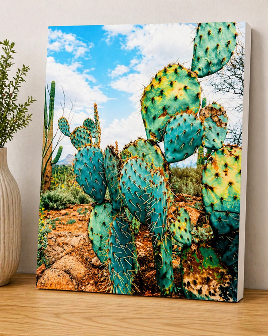 Vibrant Desert Cactus Canvas & Metal Print – Southwest Botanical Wall Art