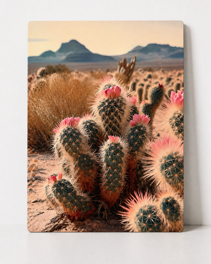 Blush Desert Cactus Canvas & Metal Print – Soft Southwest Wall Art