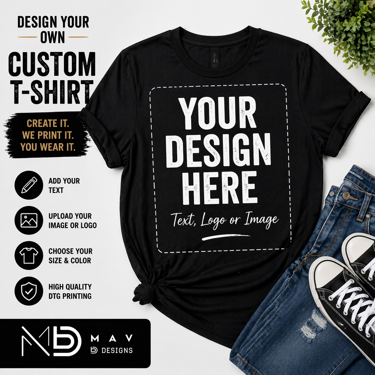 Custom DTG Printed T-Shirt – Personalized Design, Logo, or Text Shirt
