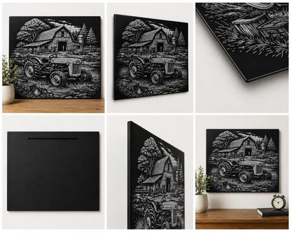 Vintage Farm Tractor Canvas & Metal Print – Rustic Barnyard Wall Art
