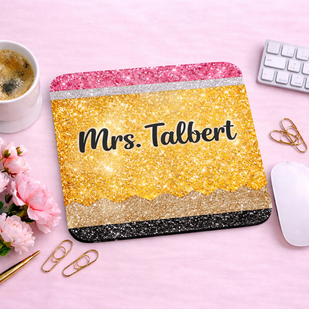 Personalized Teacher Mouse Pad - Pencil Sparkle