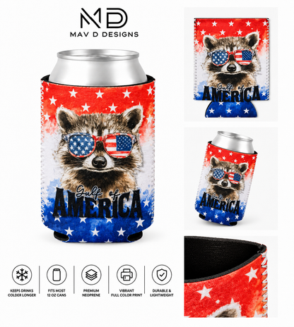Raccoon Gulf of ‘Merica | 12 oz Can Koozie