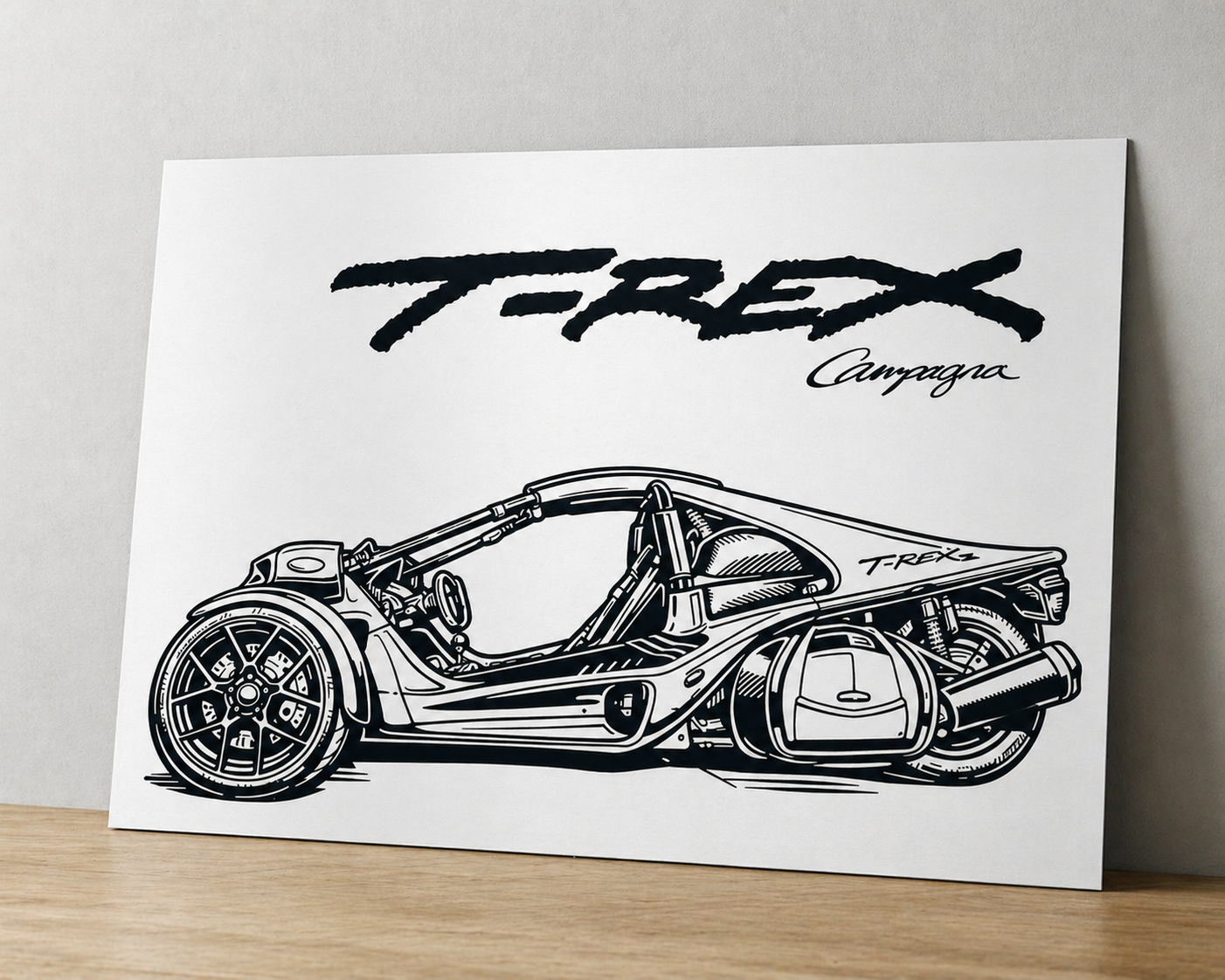 T-REX Campagna Canvas & Metal Print – Performance Trike Line Art Wall Art