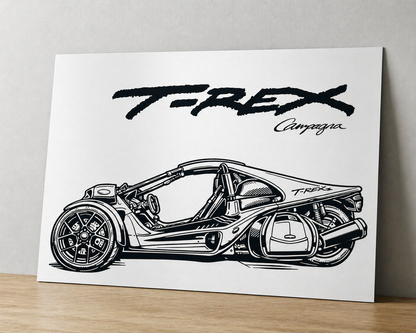 T-REX Campagna Canvas & Metal Print – Performance Trike Line Art Wall Art