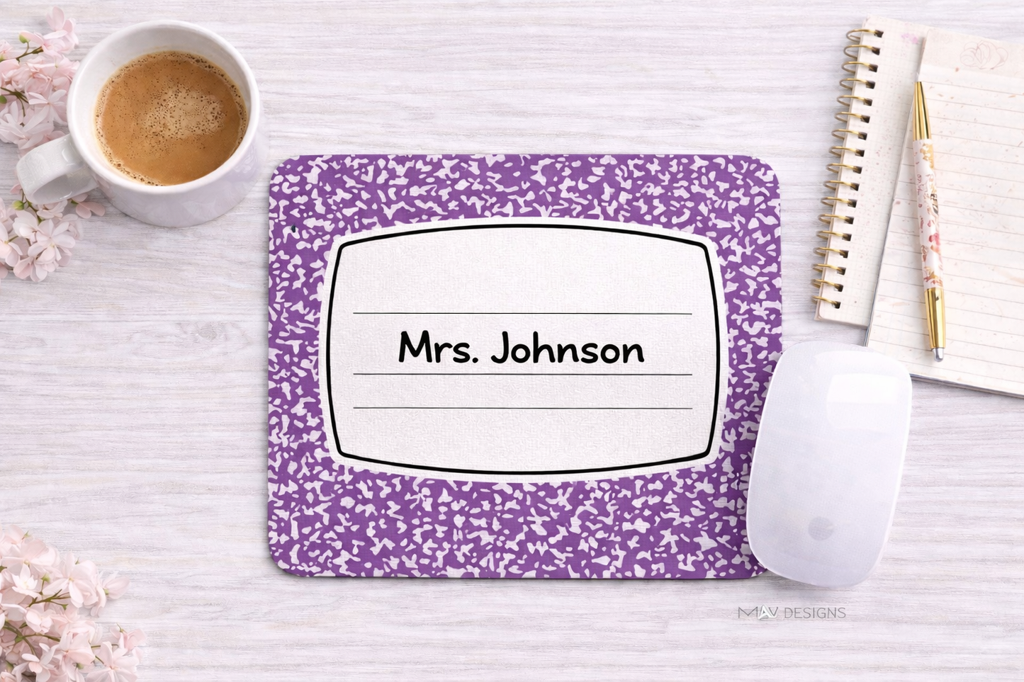 Personalized Teacher Mouse Pad - Composition Notebook