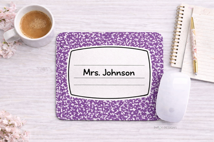Personalized Teacher Mouse Pad - Composition Notebook