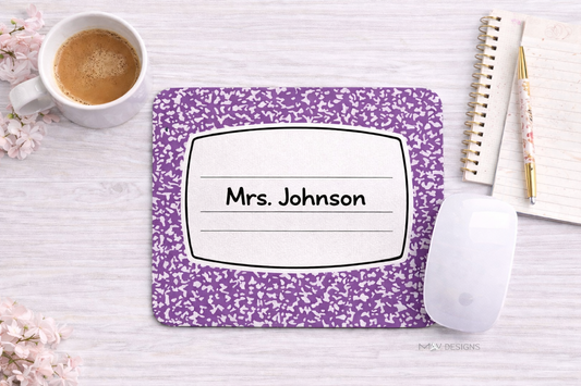Personalized Teacher Mouse Pad - Composition Notebook