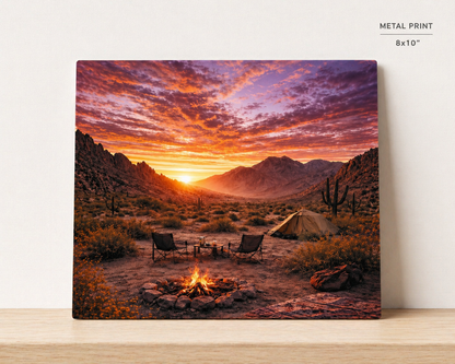 Western Saloon Sunset Canvas & Metal Print – Rustic Old Town Wall Art