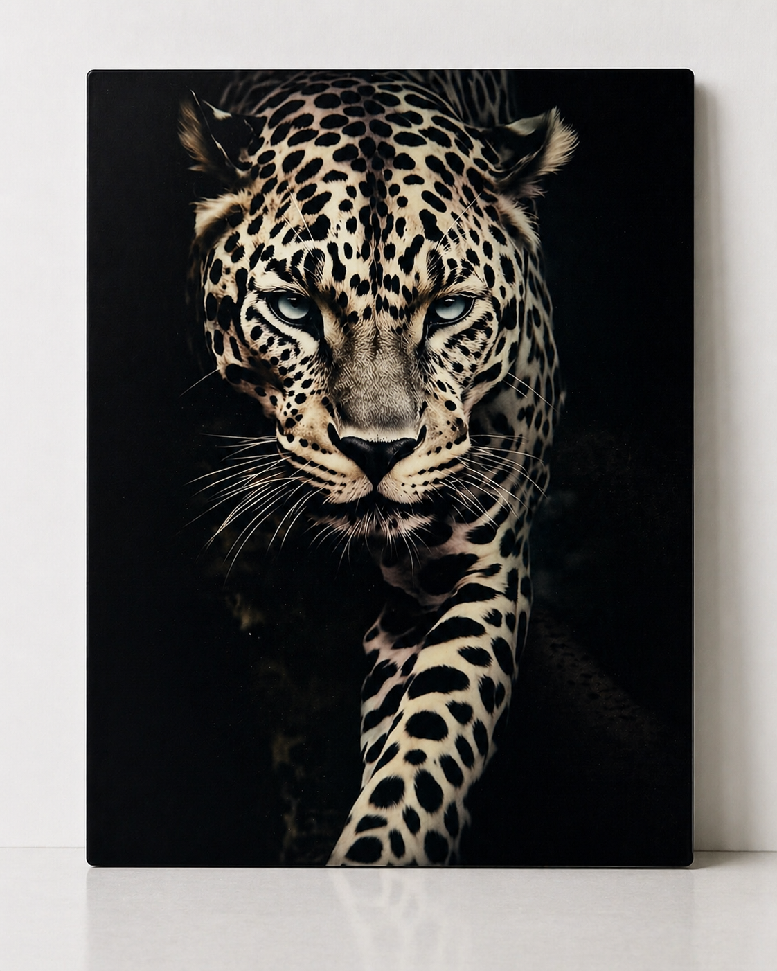 Leopard Portrait Canvas & Metal Print – Dramatic Black & White Wildlife Wall Art