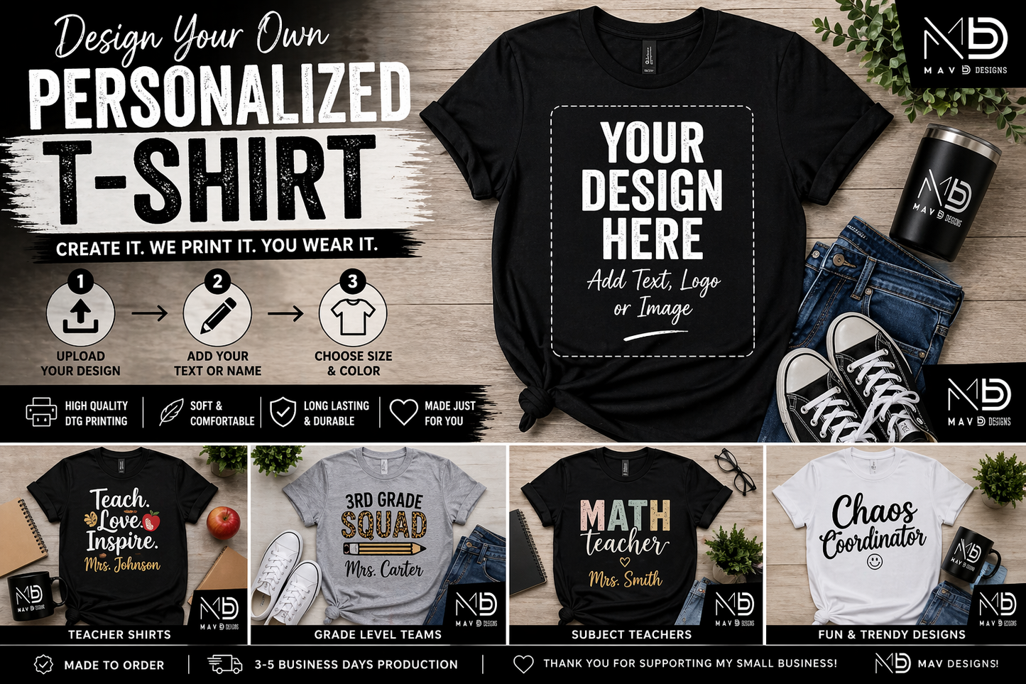 Custom DTG Printed T-Shirt – Personalized Design, Logo, or Text Shirt